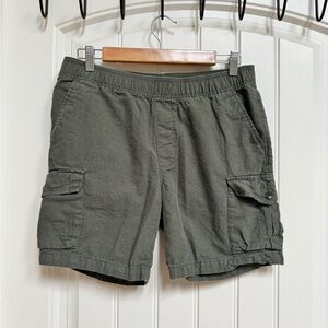 Goodfellow & Co Khaki Linen/Cotton Blend Pull On Cargo Shorts. XS